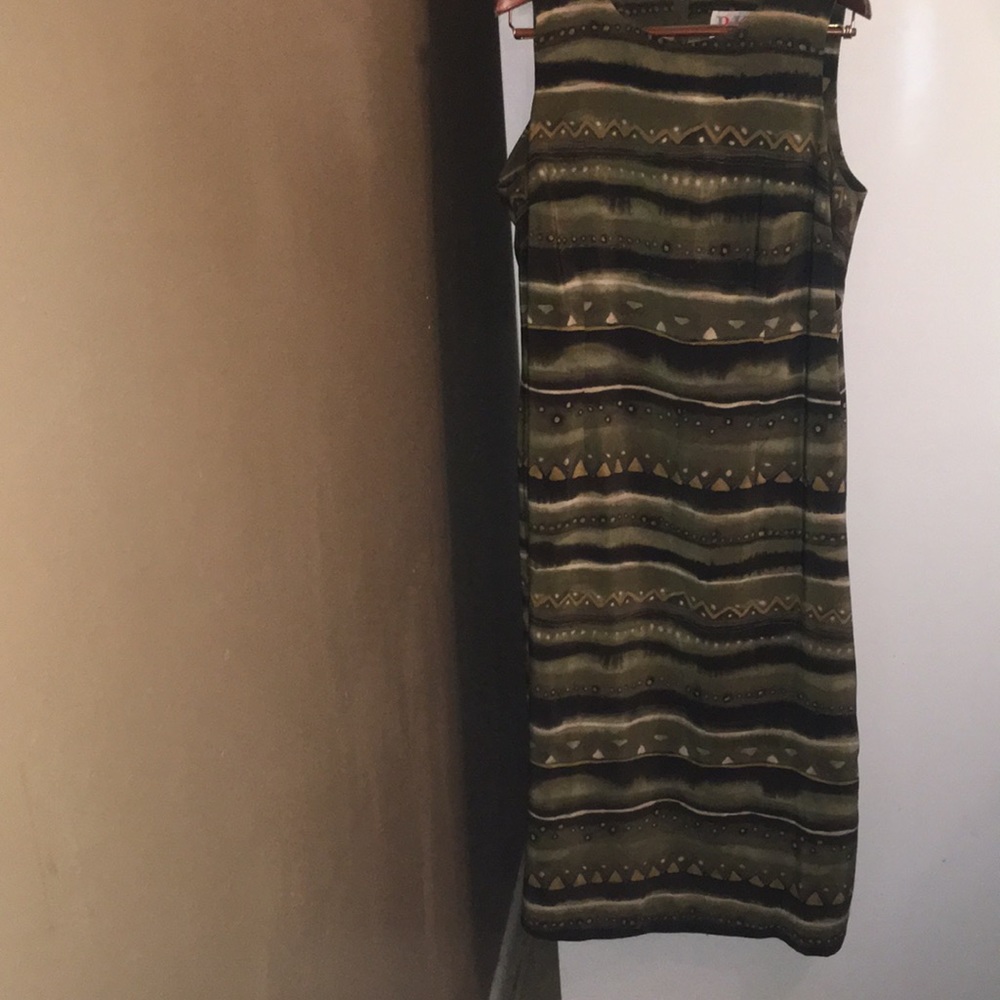 Vintage Green Geometric Design Sheath Dress